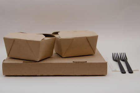Food delivery. Boxes and packaging for takeaway and home delivery