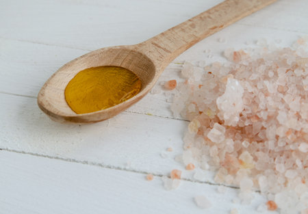 Sea pink coarse salt for body peeling. Body and skin care