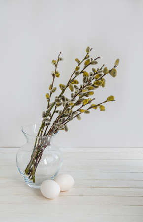 Willow. The Orthodox holiday is Palm Sunday. Banner for congratulations