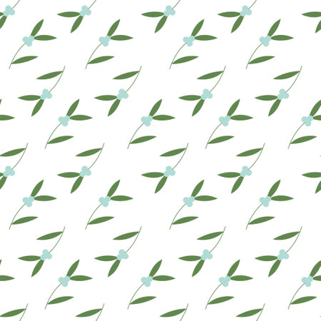 Mistletoe pattern branch with berries and leaves. Vector flat illustration for designのイラスト素材