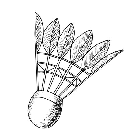 Badminton shuttlecock, sports equipment. Hand drawn sketch isolated element for designのイラスト素材