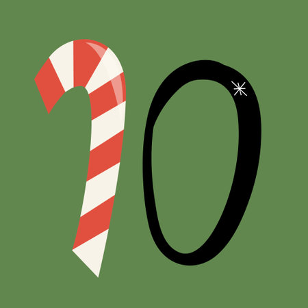Christmas advent calendar with lollipop cane and snowflake. 10th of December day. Vector flat illustrationのイラスト素材