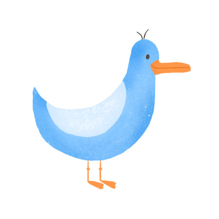 Seagull cute childish hand drawn character. Summer bright isolated element for designの写真素材
