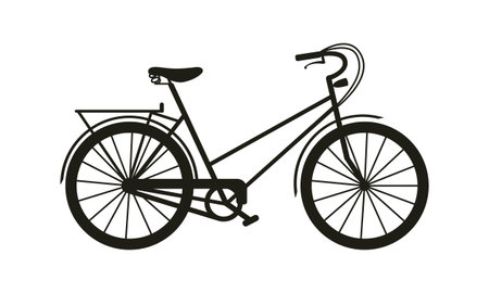 City bicycle black silhouette icon. Citybike as an ecological and healthy urban transport.のイラスト素材