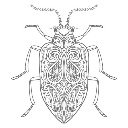 Template for coloring book. Vector decorative beetle.のイラスト素材