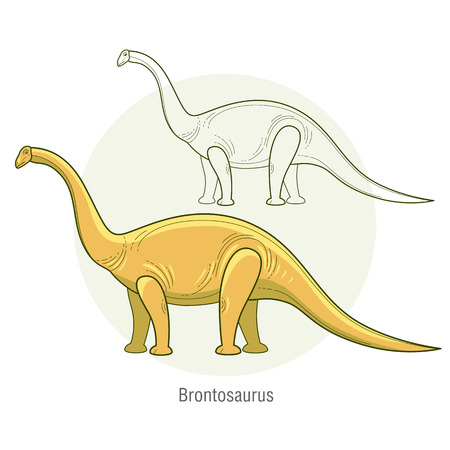 Brontosaurus. Ancient jurassic reptile, vector illustration cartoon prehistoric dinosaur isolated on white background. Full-color flat images animal and abstract linear.のイラスト素材