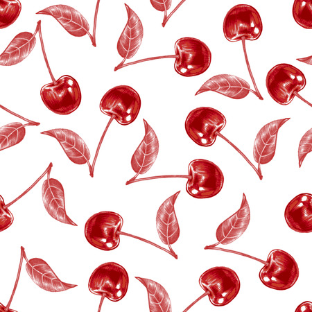 Vector seamless background. Cherries. Design for fabrics, textiles, paper, wallpaper, web. Berry pattern.のイラスト素材