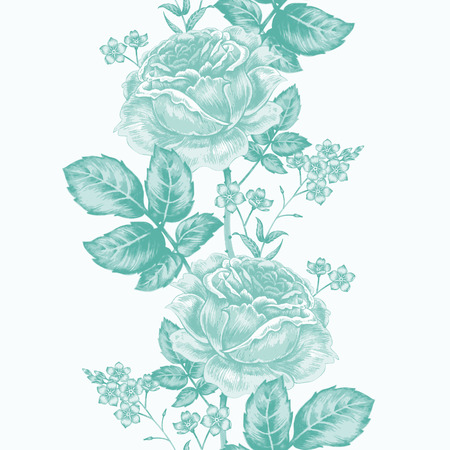 Vector seamless background. Flowers. Roses. Design for fabrics, textiles, paper, wallpaper, web. Border. Vintage style. Floral ornament.のイラスト素材
