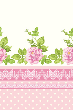 Vector seamless background. Flowers. Roses. Design for fabrics, textiles, paper, wallpaper, web. Border. Vintage style. Floral ornament.のイラスト素材