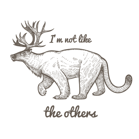 Unusual fantastic animal and phrase "I'm not like the others".のイラスト素材
