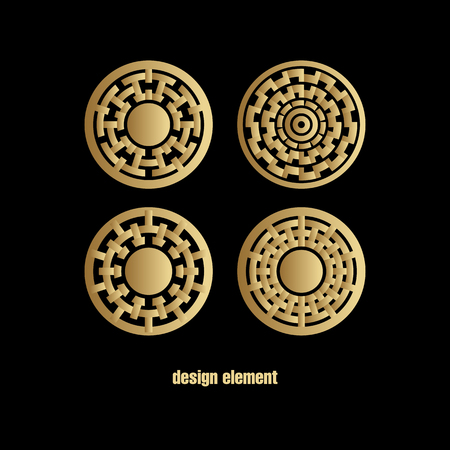 Vector icons set. Abstract patterns for monograms, logos, symbols, corporate identity. Art illustration templates with elements of geometry.のイラスト素材