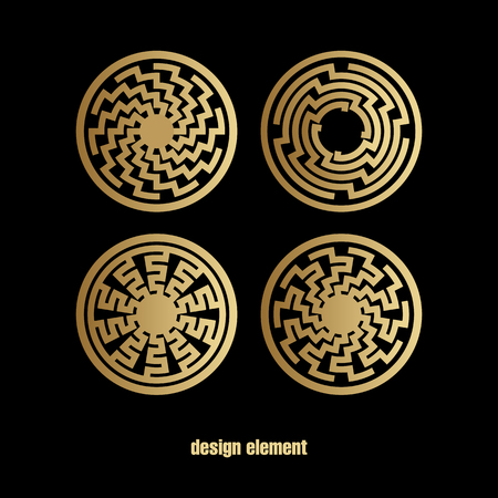 Vector icons set. Abstract patterns for monograms, logos, symbols, corporate identity. Art illustration templates with elements of geometry.のイラスト素材