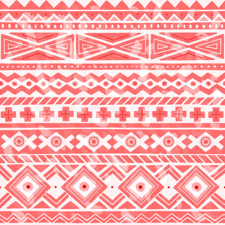 Tribal seamless pattern. Texture Indian motifs. Pink on a white background. Template for textile, paper, wallpaper.の写真素材