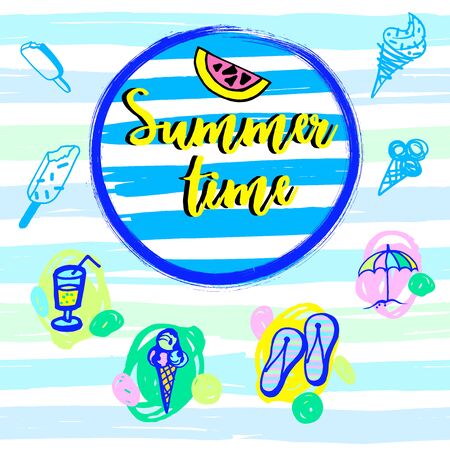 elements for summer design and summer time labelのイラスト素材