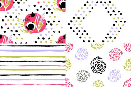 GEOMETRIC PATTERNS on a white background, used five and six colorsのイラスト素材