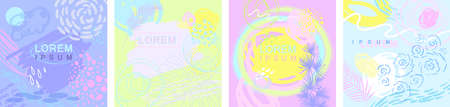 set of original abstract cards for posts and advertisements in social networks
