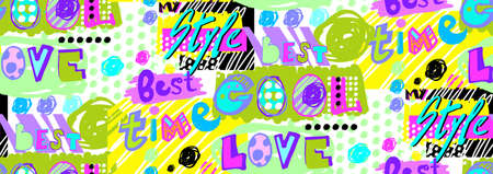 modern pattern on the verge of pop art styles with bright motivating phrasesのイラスト素材