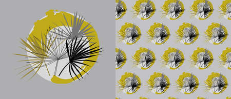 set of card and seamless pattern with Liviston palm