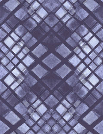 geometric abstract watercolor pattern with rhombuses by hand on dark blue background