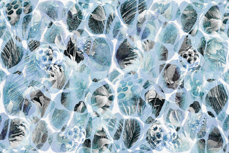 atercolor black and white seamless tropical pattern with dried flowers herbarium