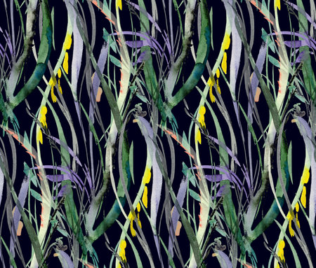 Watercolor floral seamless pattern symmetrical and verticalの写真素材
