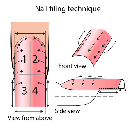 Illustration depicting the technique of filing nails for manicureのイラスト素材