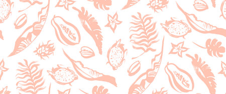 seamless summer tropical pattern with fruit and leave