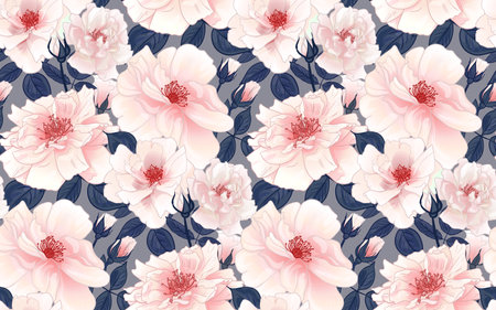 Seamless floral pattern for women with roses for surface designの写真素材