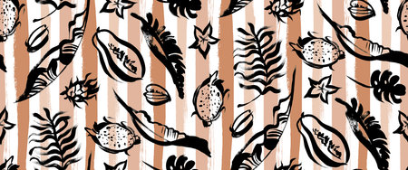 seamless summer tropical pattern with fruit and leave