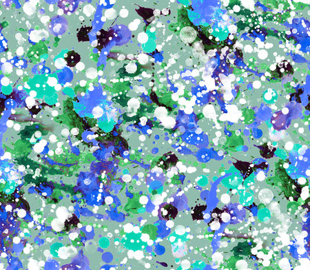 Seamless pattern with abstract creative blots and splashes painted with gouacheの写真素材