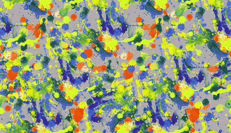 Seamless pattern with abstract creative blots and splashes painted with gouacheの写真素材