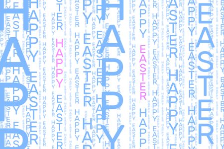 Happy Easter vertical word pattern in light blue and pink on white backgroundの写真素材