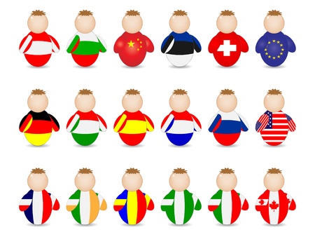 buddy with coutries flagsのイラスト素材