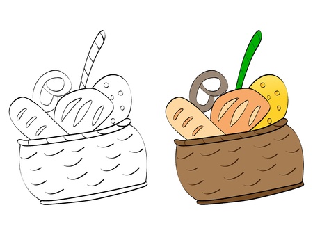 basket with foodsのイラスト素材