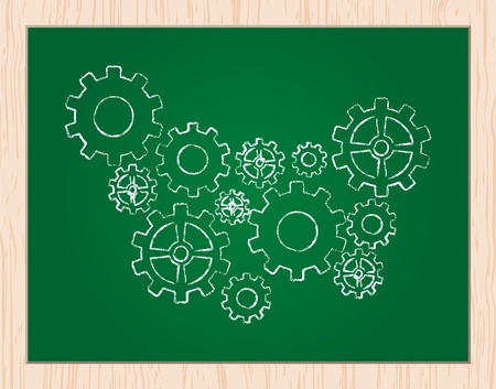 gears on blackboardのイラスト素材