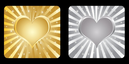 golden and silver heartのイラスト素材