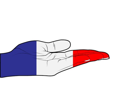 human palm with france flag on itのイラスト素材