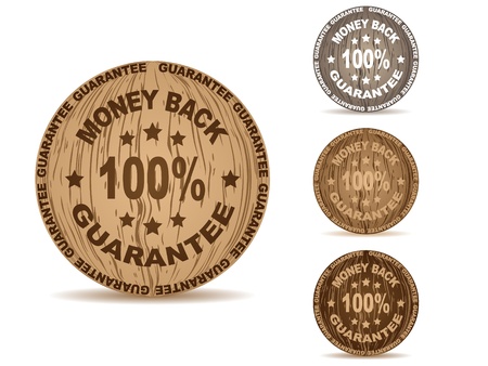  100 % GUARANTEE label wooden textureのイラスト素材