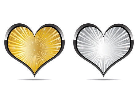 heart golden and silverのイラスト素材