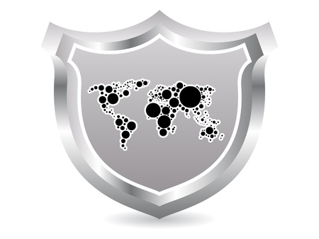 Shield with world mapのイラスト素材