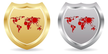  Shield with world mapのイラスト素材