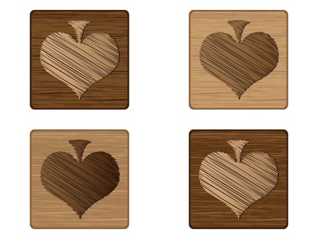 wooden poker element - heartのイラスト素材