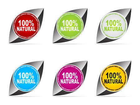 100% natural web buttons different colorsのイラスト素材