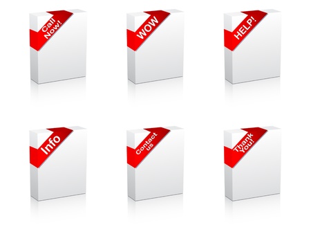 white boxes with different text vector illustrationのイラスト素材
