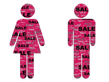 woman and man icon with sale pattern on itのイラスト素材