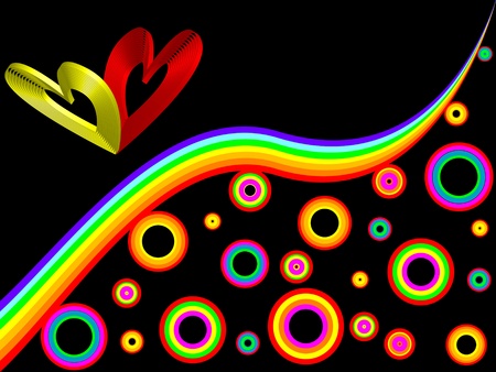 Colorful background with 3d heart のイラスト素材