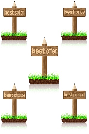 wooden banner best product のイラスト素材