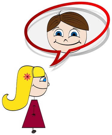 girl thinking to a boyのイラスト素材