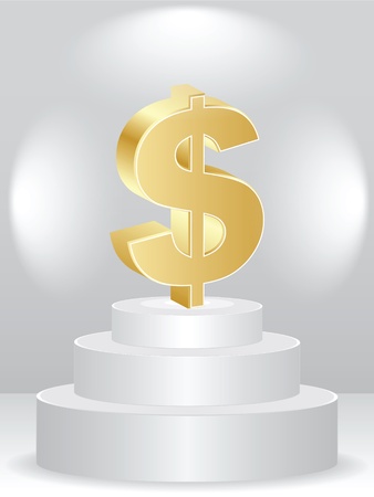 golden dollar on podiumのイラスト素材