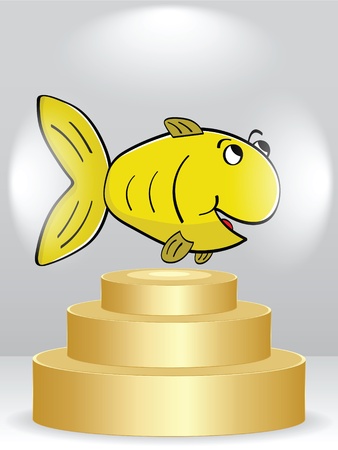 golden fish on podiumのイラスト素材